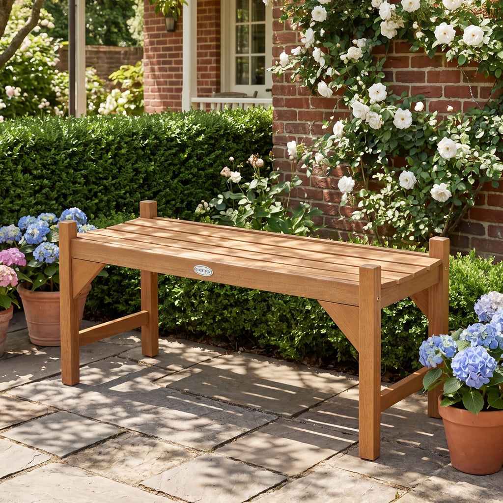 40-Inch Outdoor Bench with Contoured Seat - Set of 2