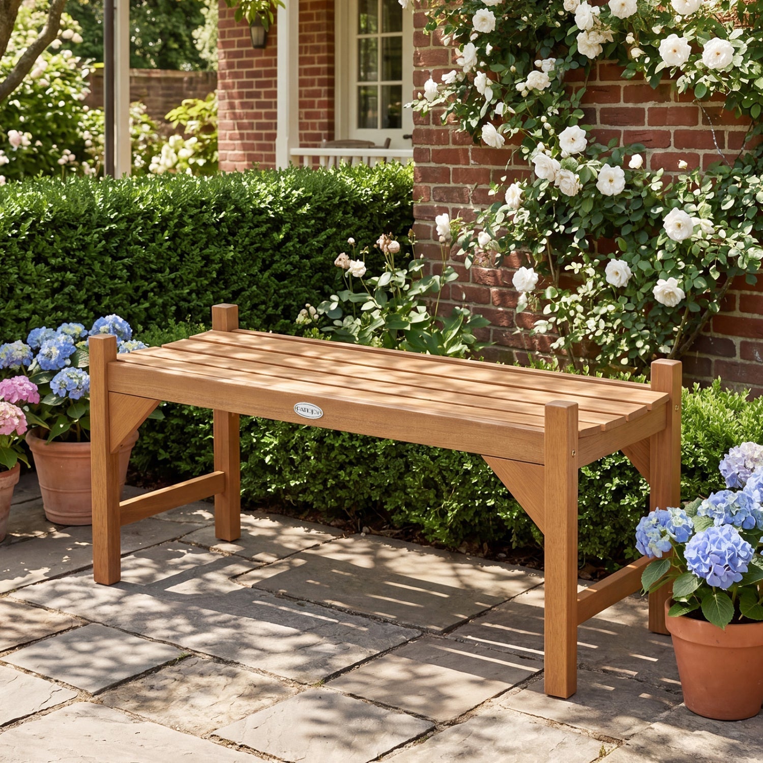 40-Inch Outdoor Bench with Contoured Seat - Set of 2