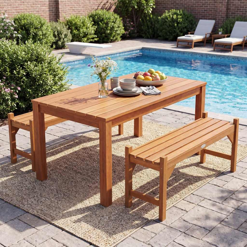 40-Inch Outdoor Bench with Contoured Seat - Set of 2
