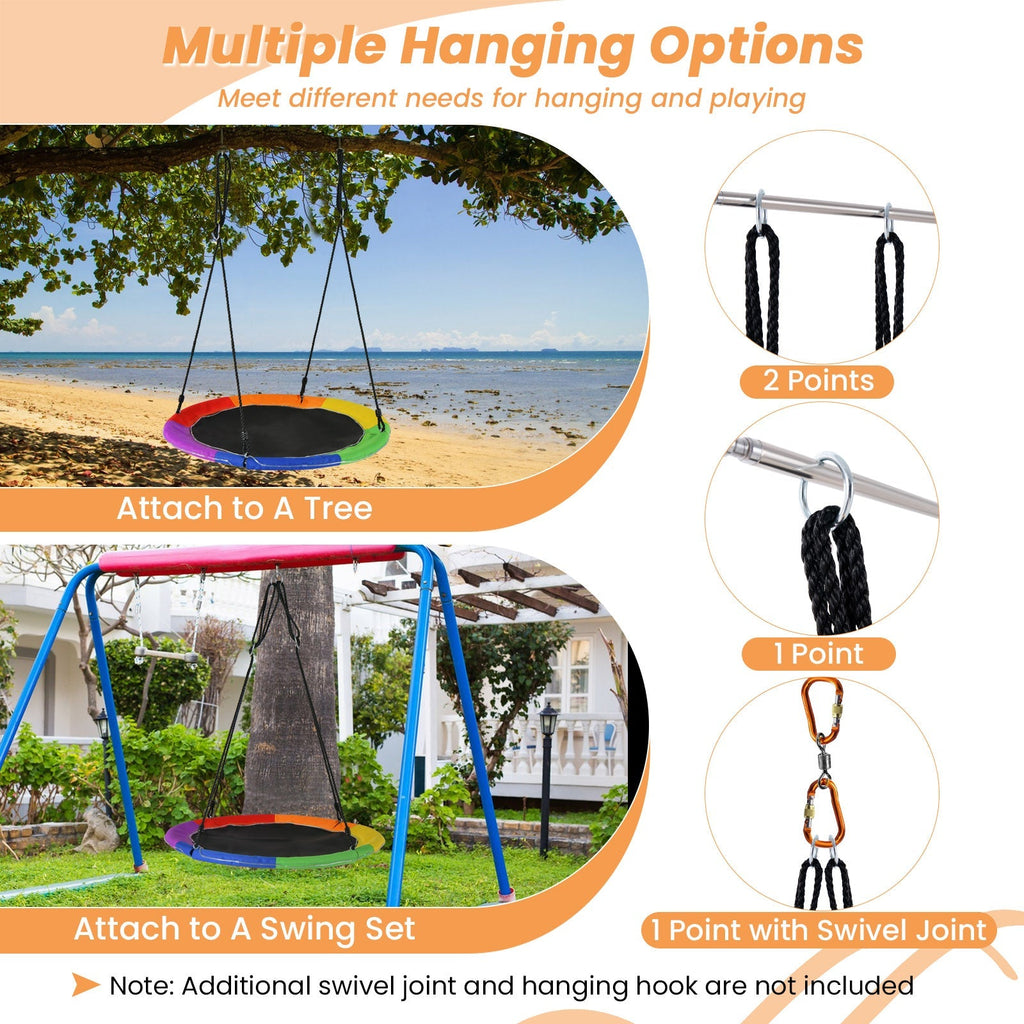40 Inches Saucer Tree Swing Round with Lights for Kids and Adults