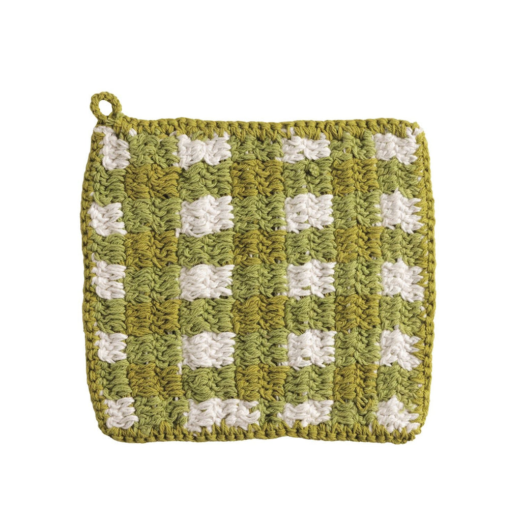 Crochet Pastel Check Pot Holder