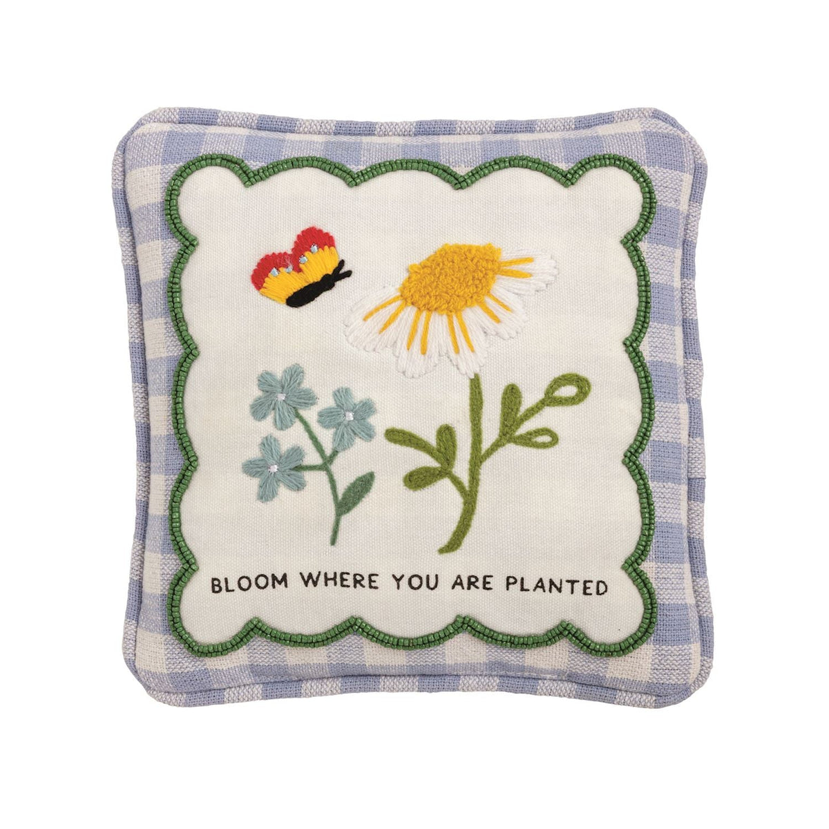 Embroidered Floral Mini Accent Pillow