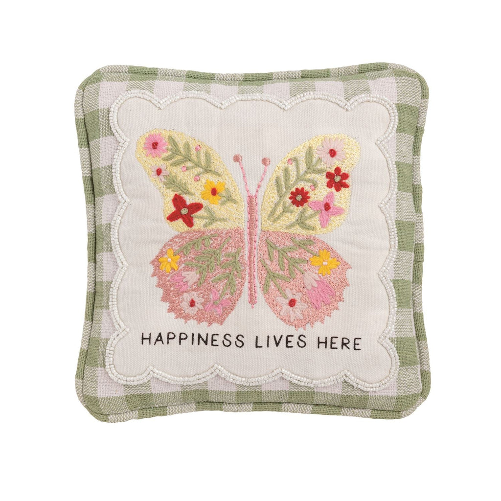 Embroidered Floral Mini Accent Pillow