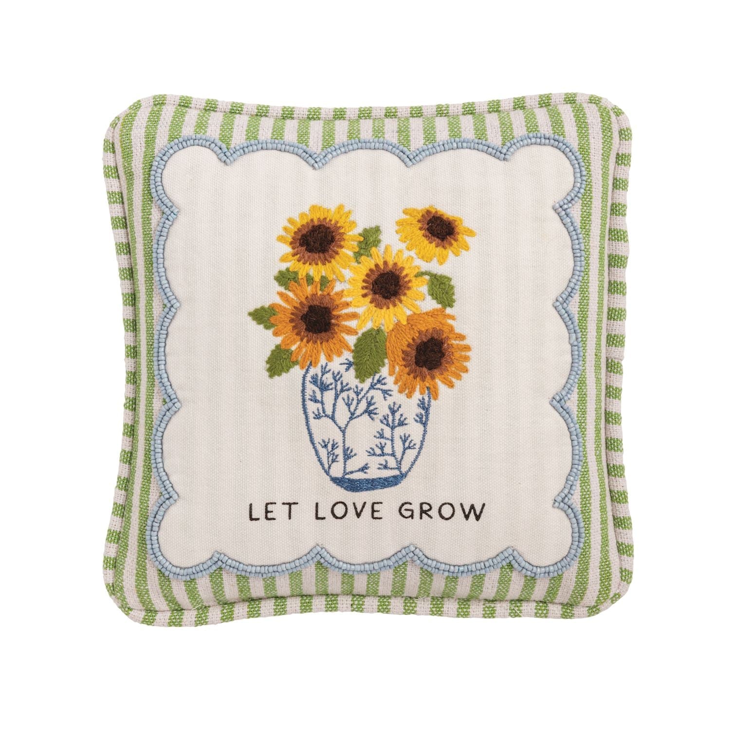 Embroidered Floral Mini Accent Pillow