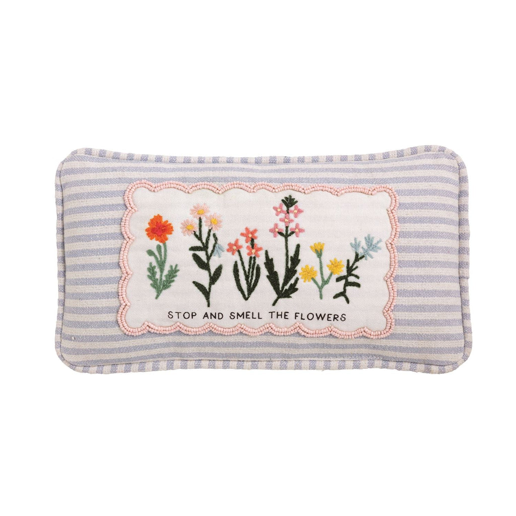 Embroidered Floral Mini Accent Pillow