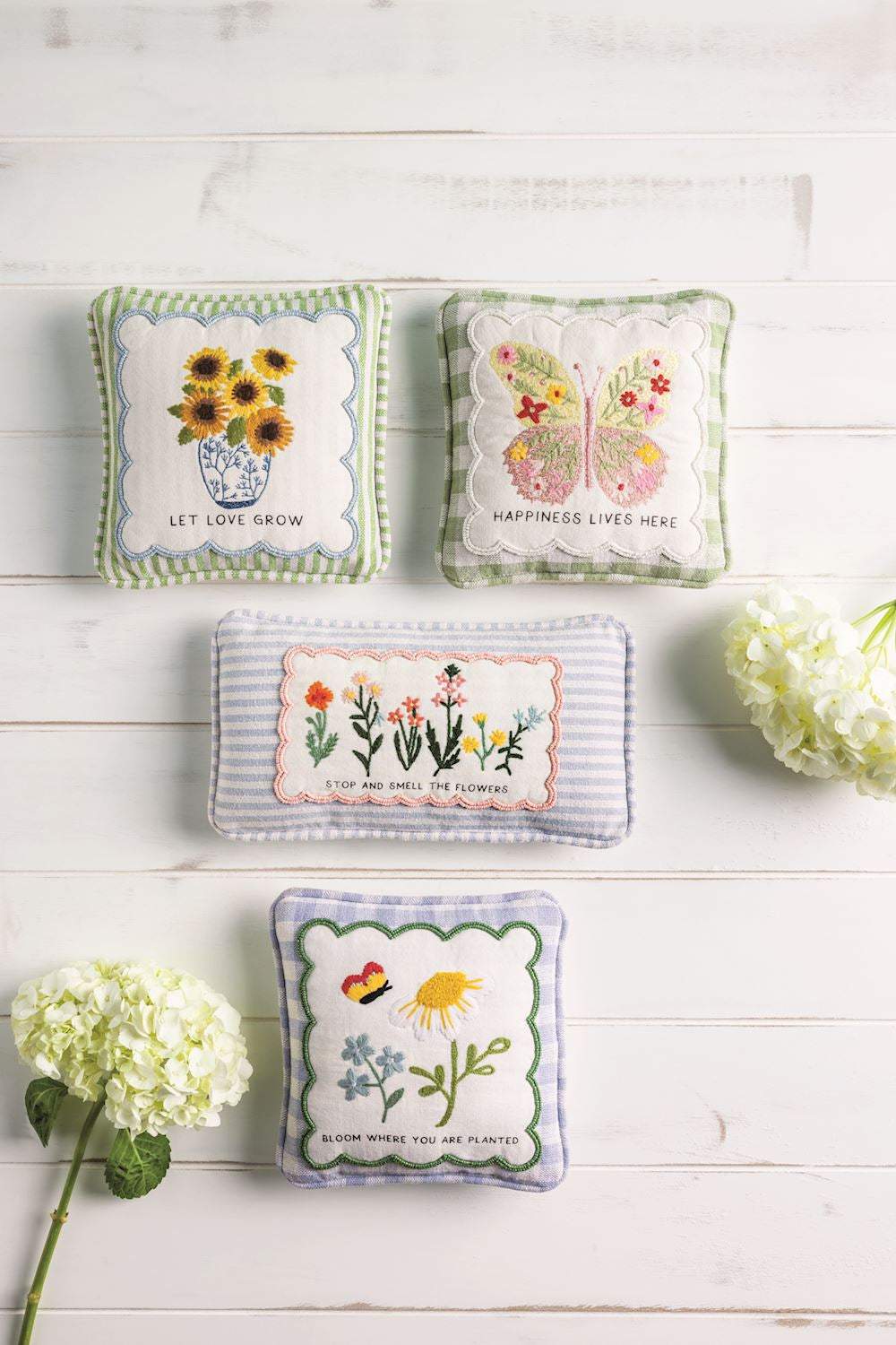 Embroidered Floral Mini Accent Pillow