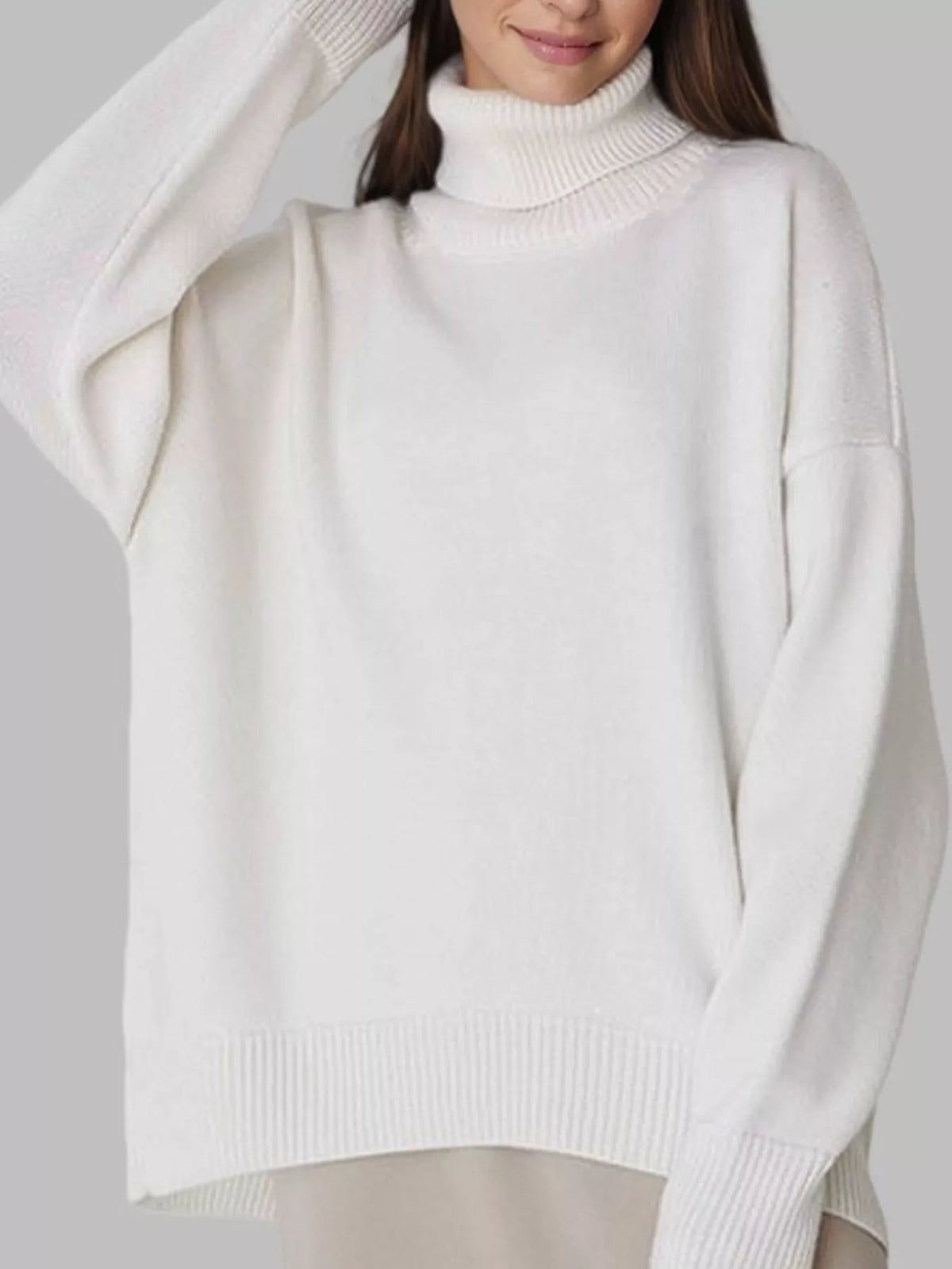 Turtleneck Dropped Shoulder Sweater