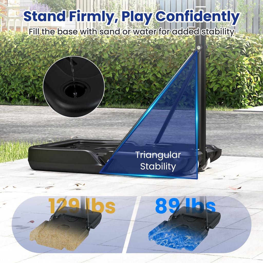 3.3-10 Feet Portable Basketball Hoop Adjustable with Base and Wheels