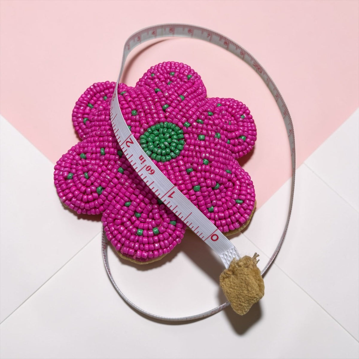 Handmade Glass Beaded Flower Tape Measure