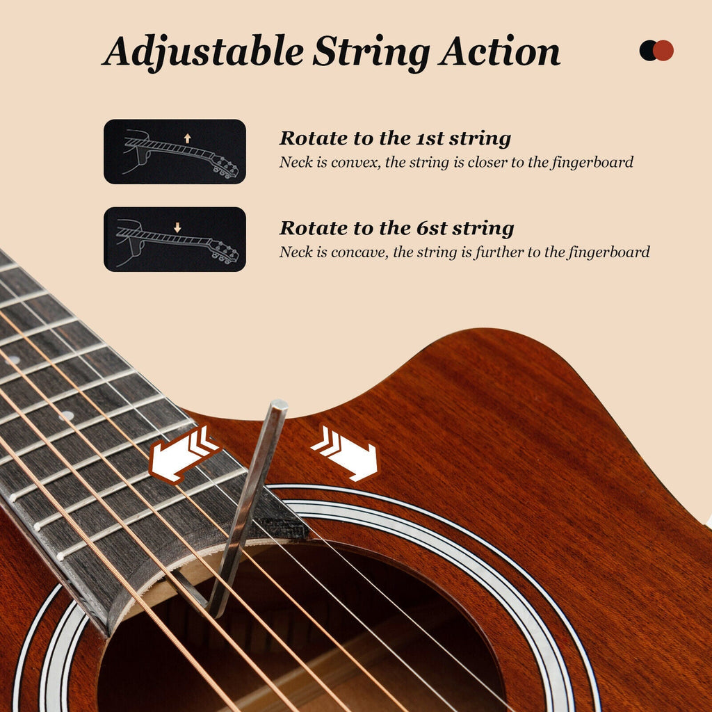 41 Inch Full Size Acoustic Guitar with Sapele Body Strap Picks