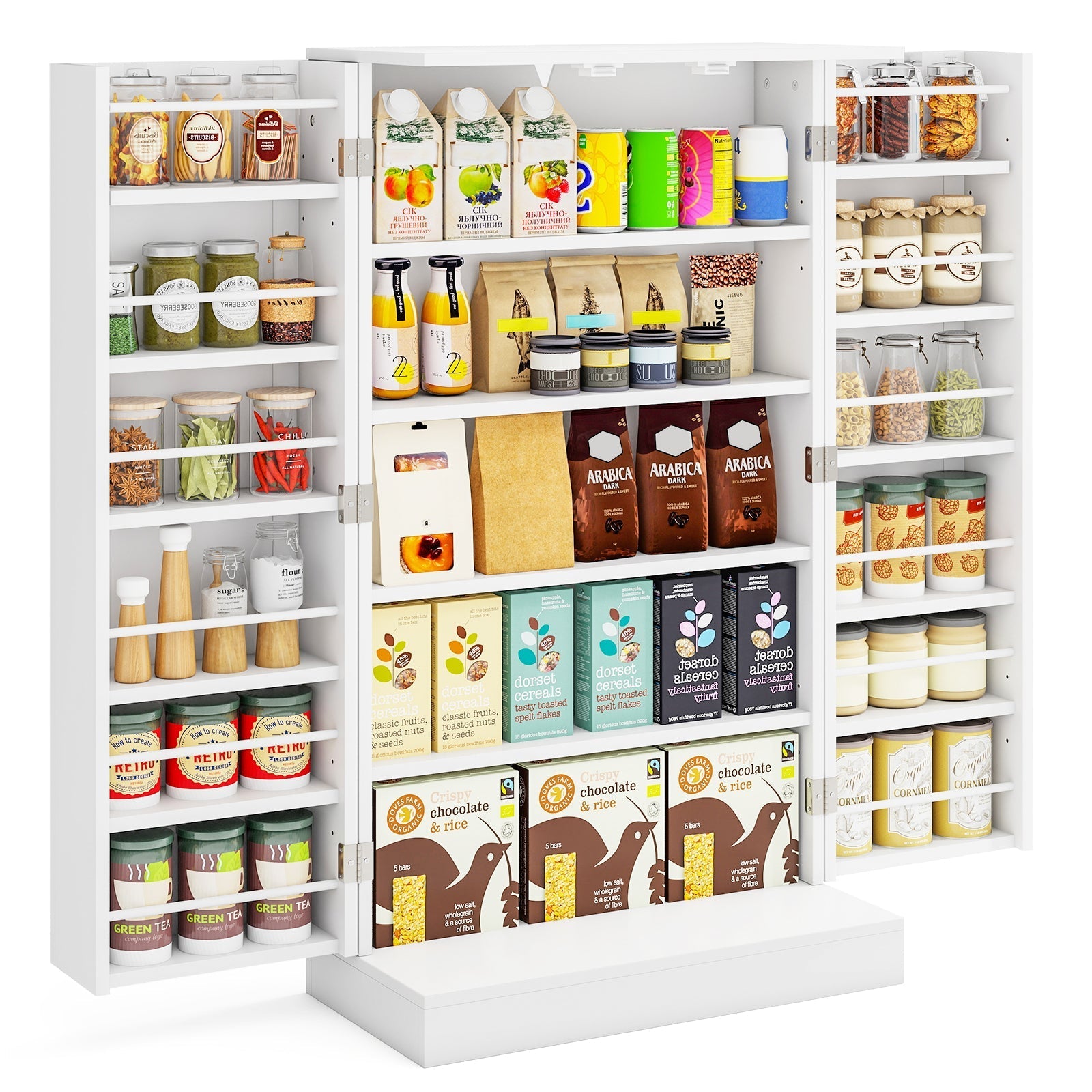 41 Inch Tall Pantry Cabinet Kitchen Storage Cabinet with Doors and Shelves-White