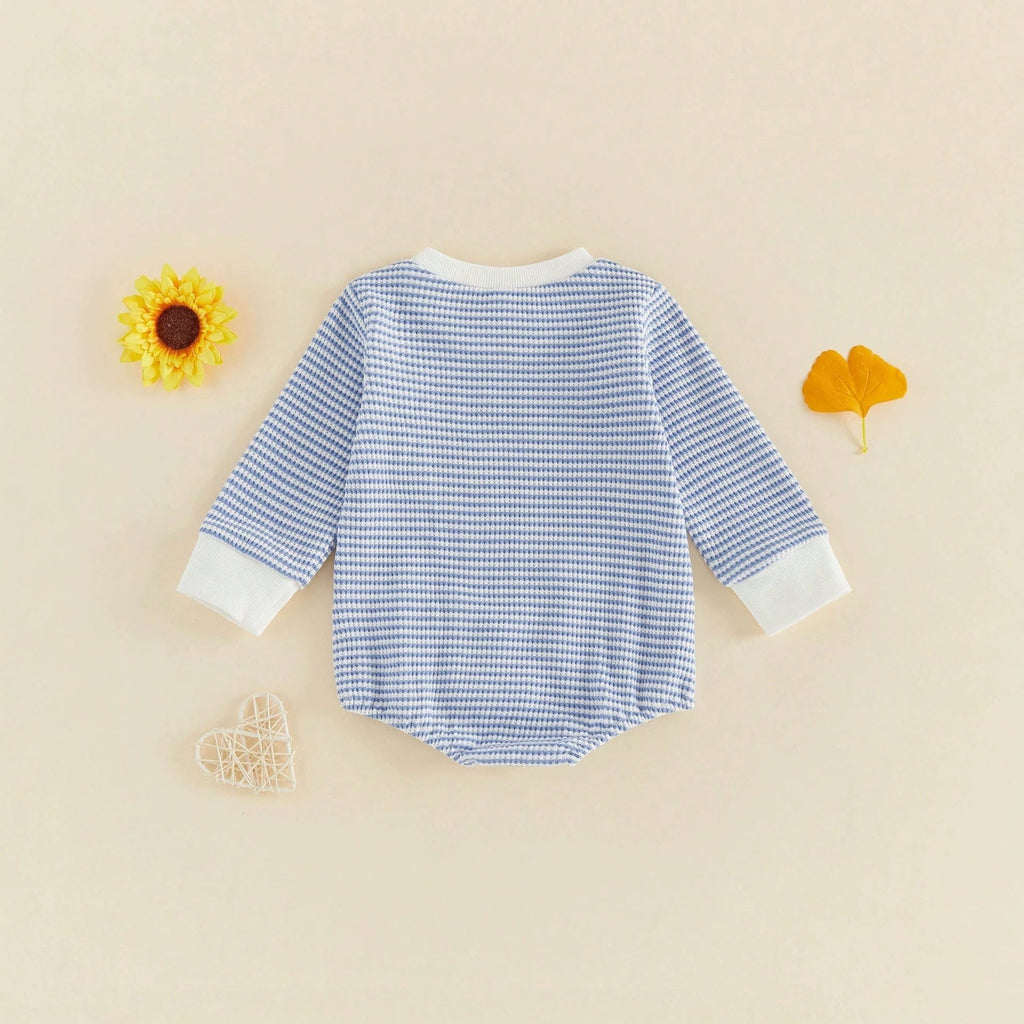 Letter Towel Embroidery Striped Romper
