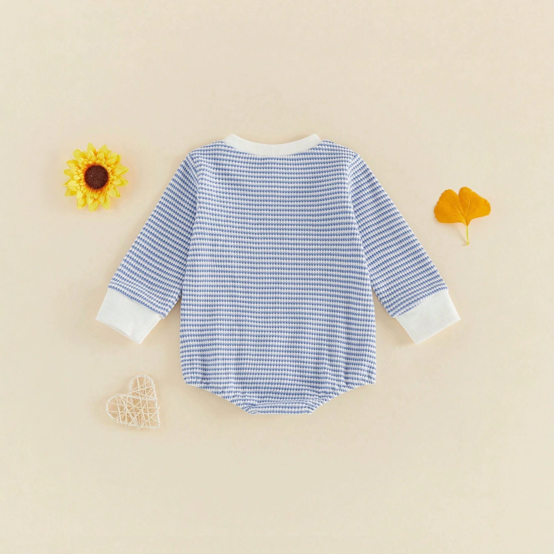 Letter Towel Embroidery Striped Romper
