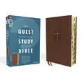 Niv, Quest Study Bible, Leathersoft, Brown, Indexed, Comfort Print: The Only Q and A Study Bible - Imitation Leather