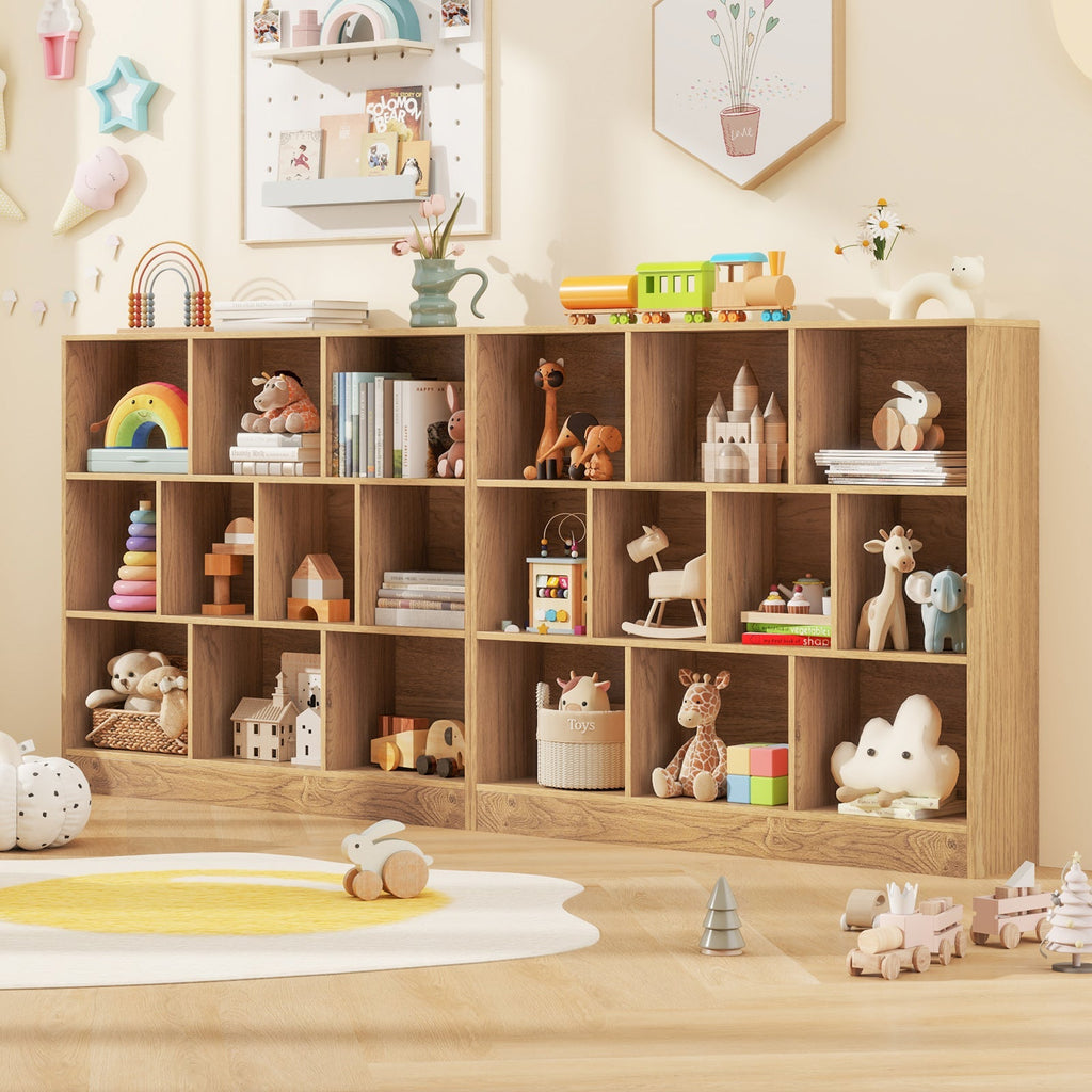41 inches Wooden Toy Storage Organizer with 10 Cubes for Kids