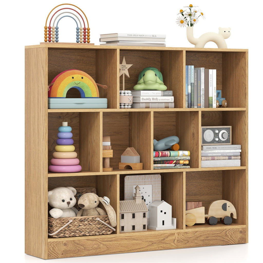 41 inches Wooden Toy Storage Organizer with 10 Cubes for Kids