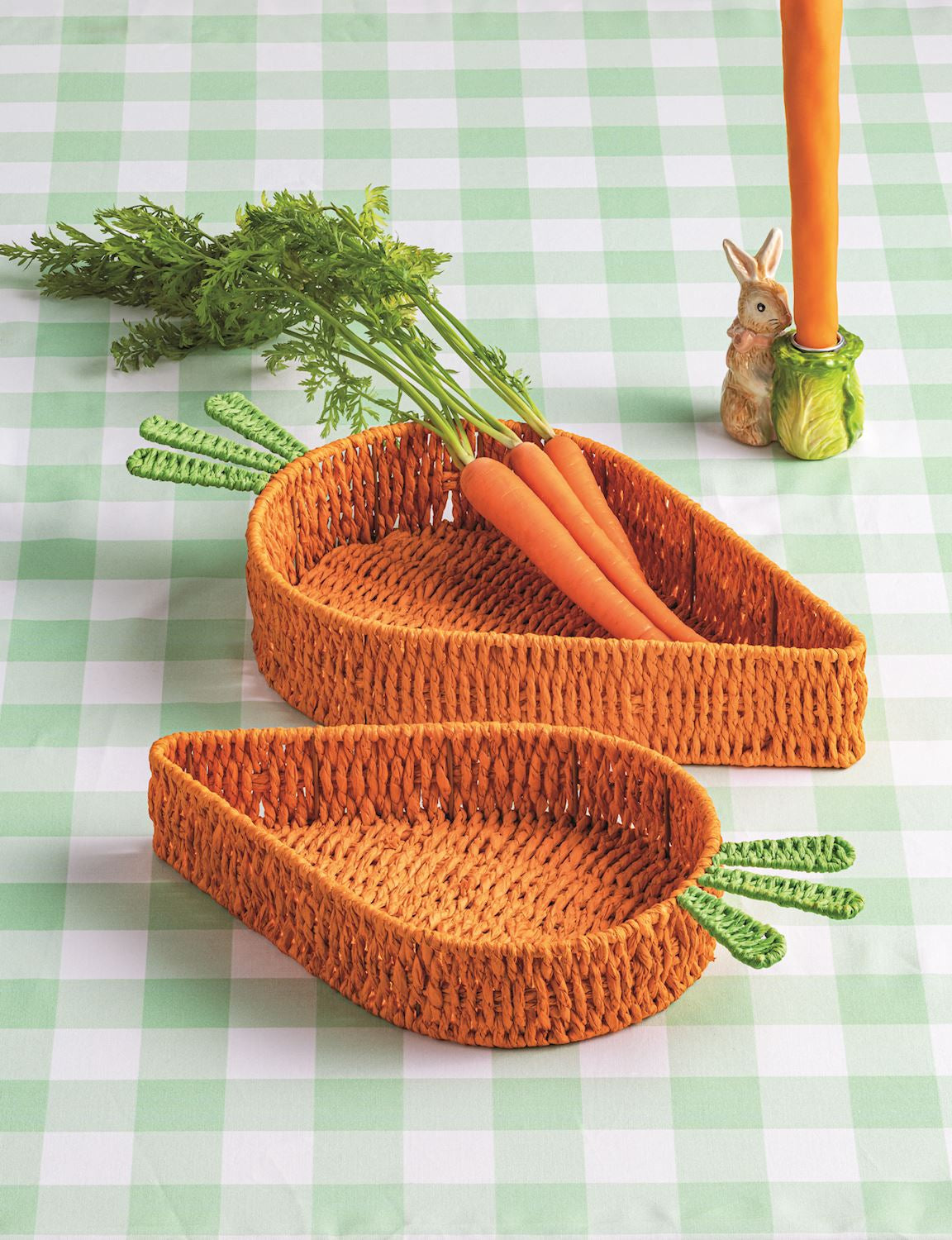 Woven Carrot Paper Rope Nested Basket Tray (Set of 2)