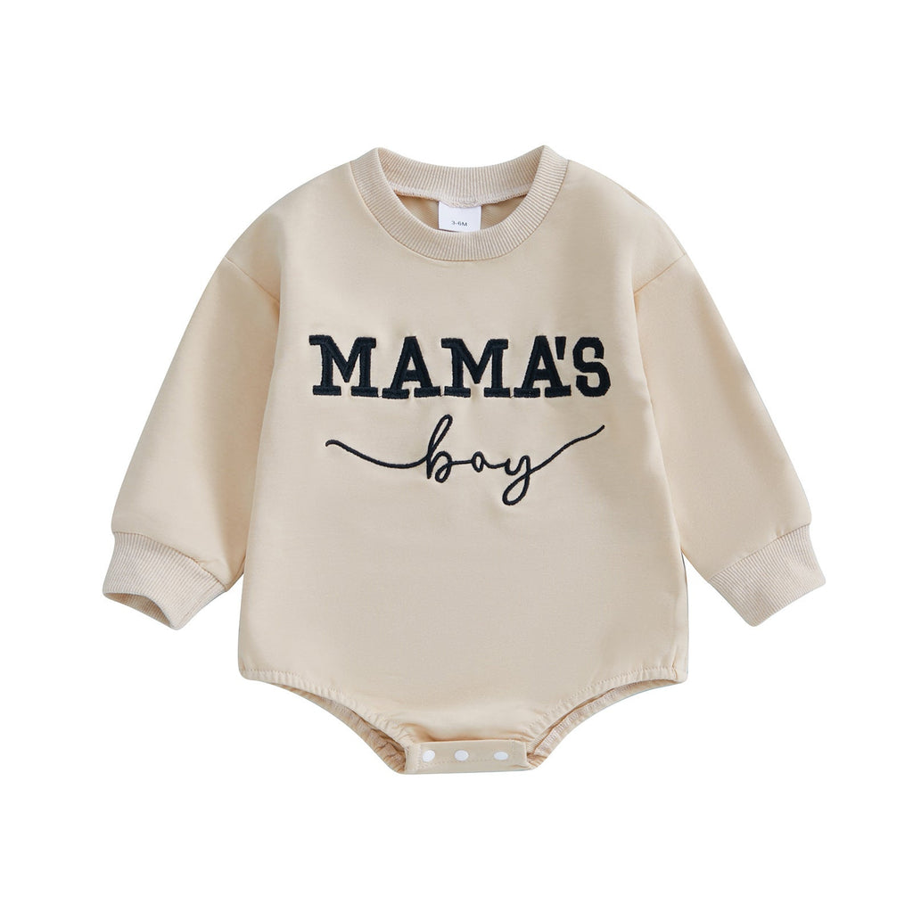 Round-neck Long-sleeve Letter-embroidered Triangle Bodysuit