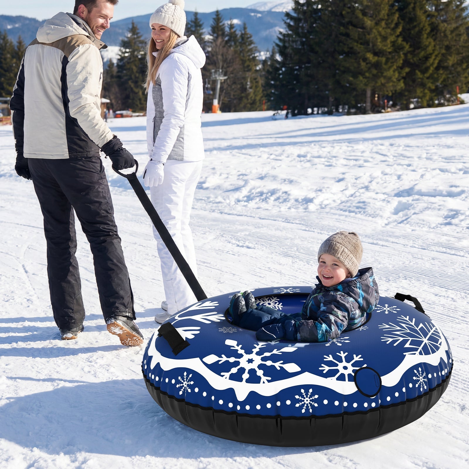 42" Heavy-duty Inflatable Snow Tube with Detachable Tow Strap