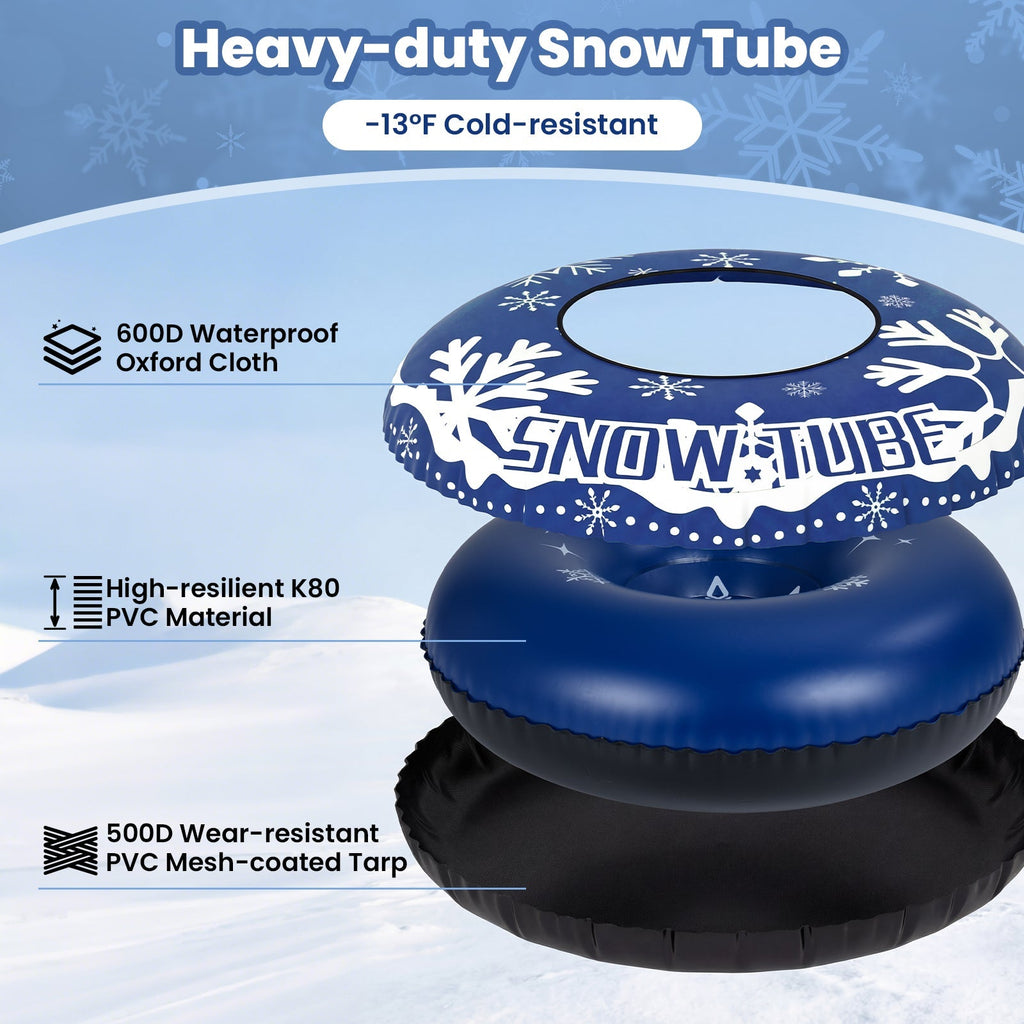 42" Heavy-duty Inflatable Snow Tube with Detachable Tow Strap