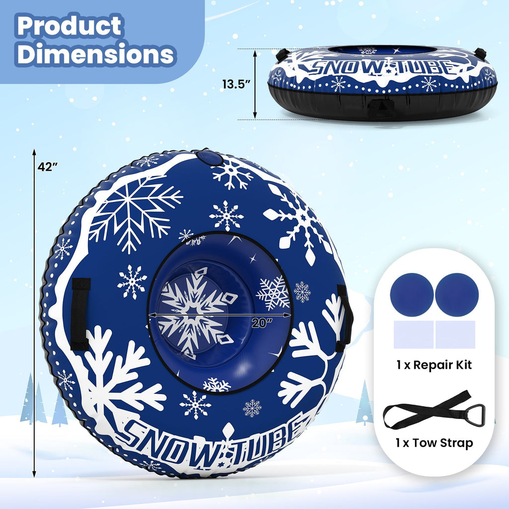 42" Heavy-duty Inflatable Snow Tube with Detachable Tow Strap