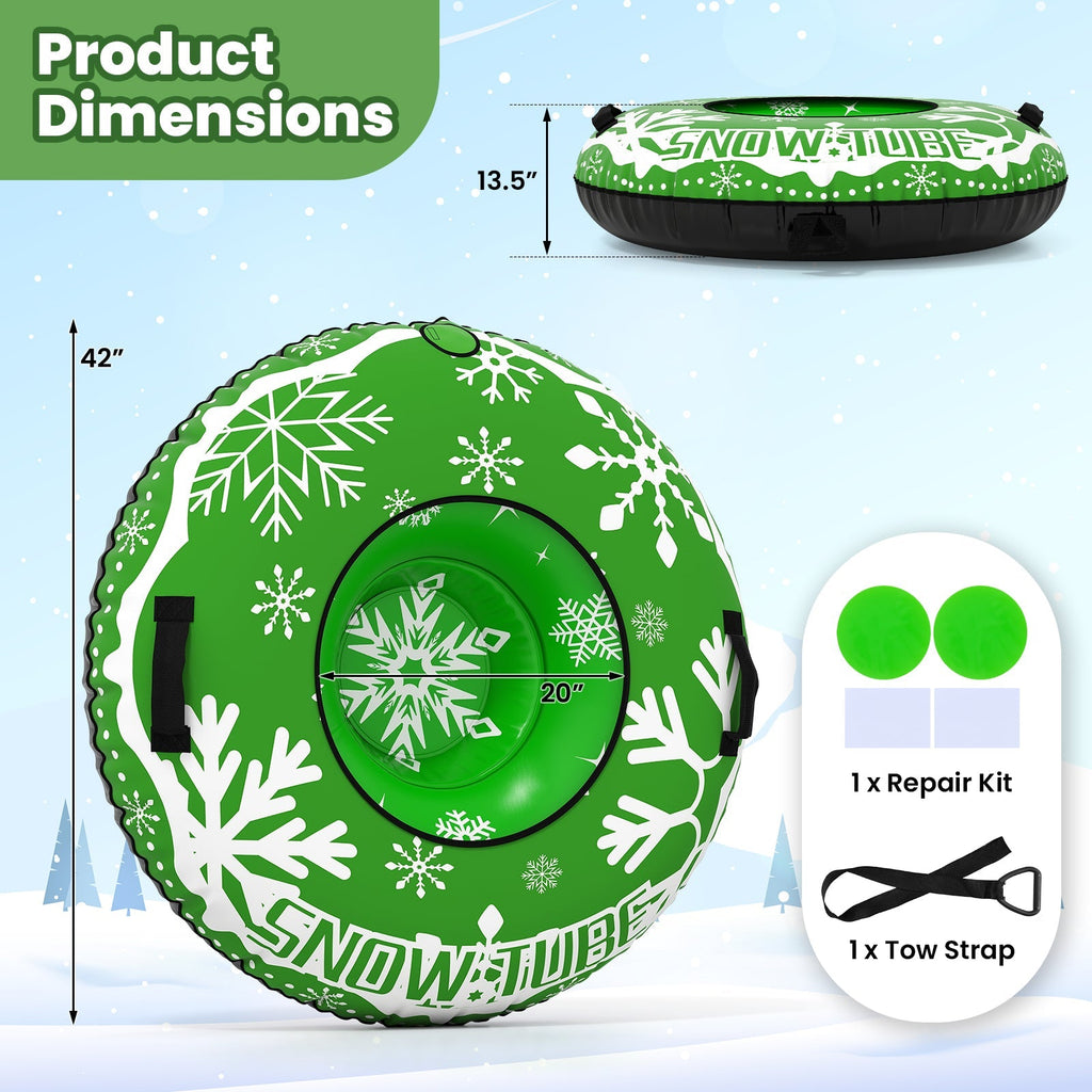 42" Heavy-duty Inflatable Snow Tube with Detachable Tow Strap