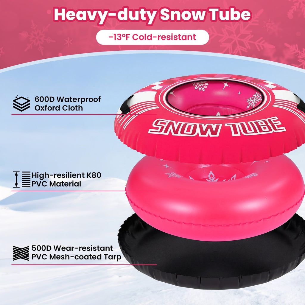 42" Heavy-duty Inflatable Snow Tube with Detachable Tow Strap