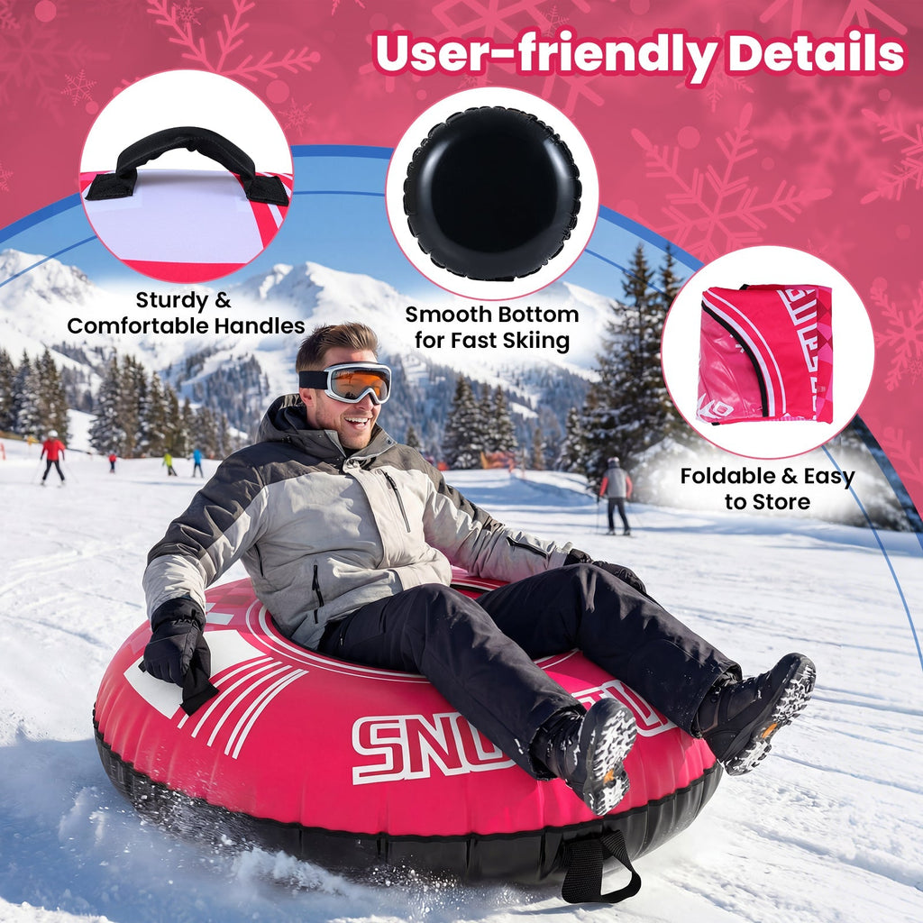 42" Heavy-duty Inflatable Snow Tube with Detachable Tow Strap