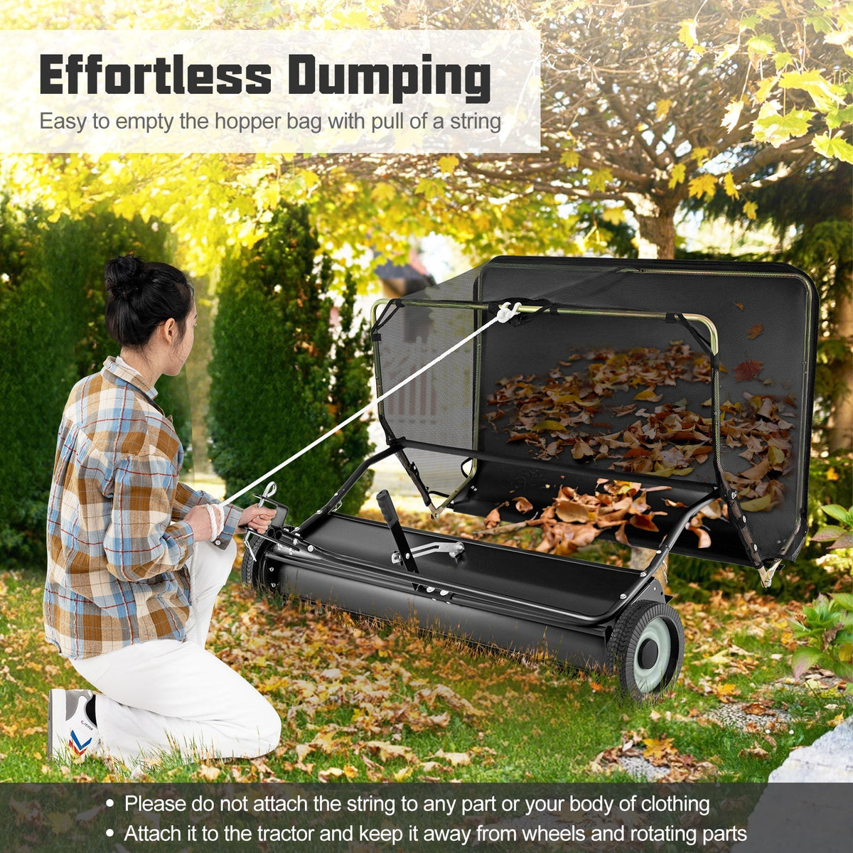 42 Inch Tow-Behind Lawn Sweeper with 26/27 Cu.FT Hopper Bag