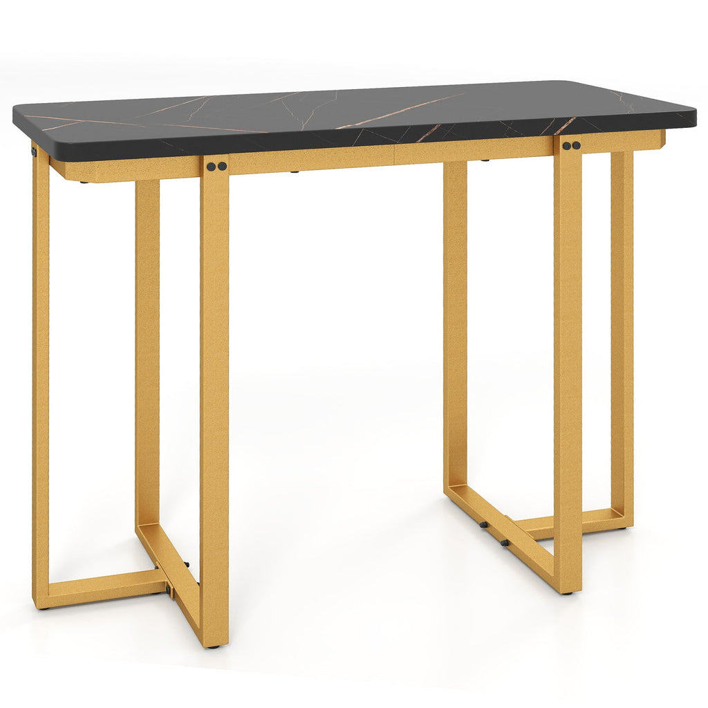 42 Inches Modern Faux Marble Entryway Table with Geometric Metal Frame