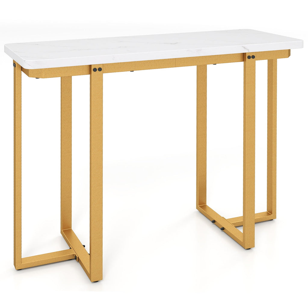 42 Inches Modern Faux Marble Entryway Table with Geometric Metal Frame
