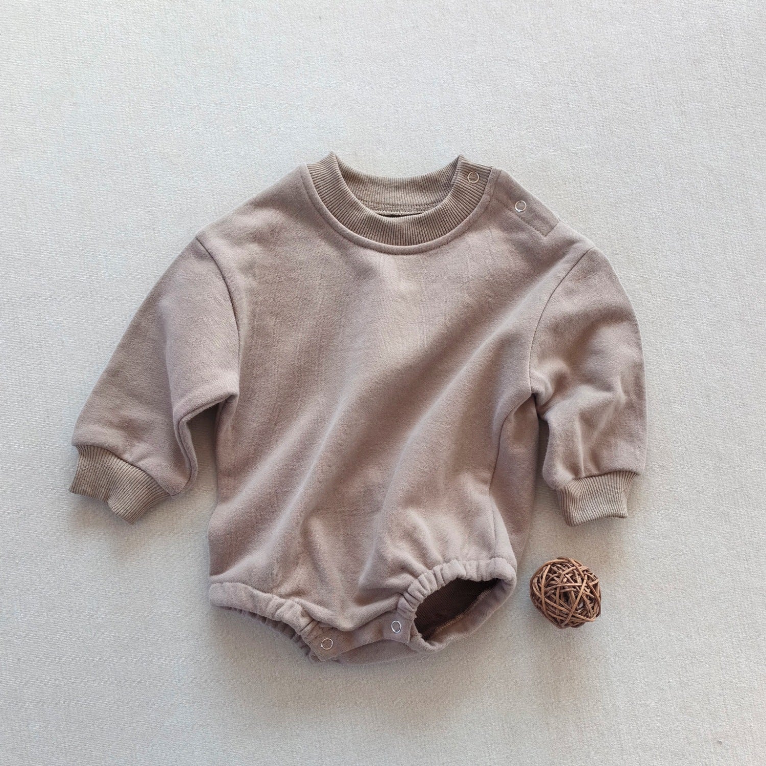 Long-sleeve Solid-color Cotton Casual Jumpsuit