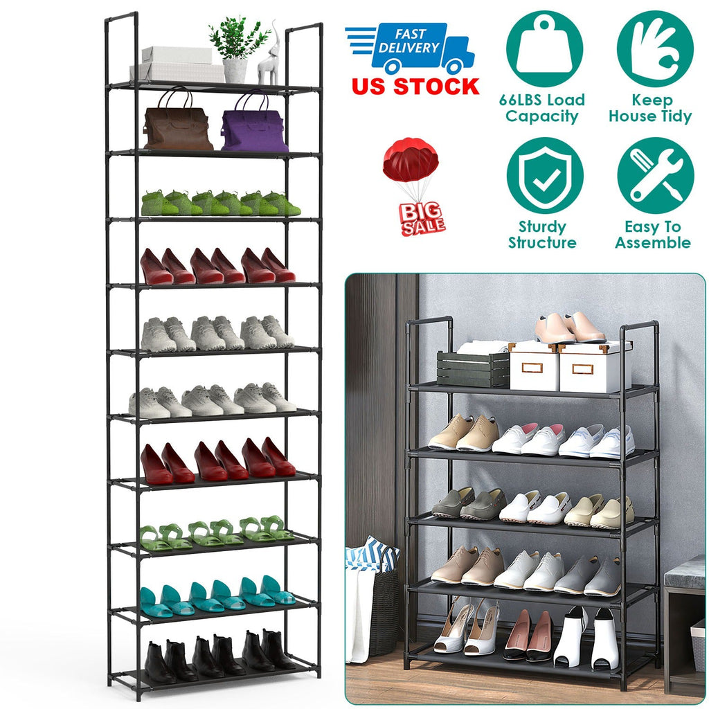 10-Tier Shoe Rack Organizer for Hallways and Closets