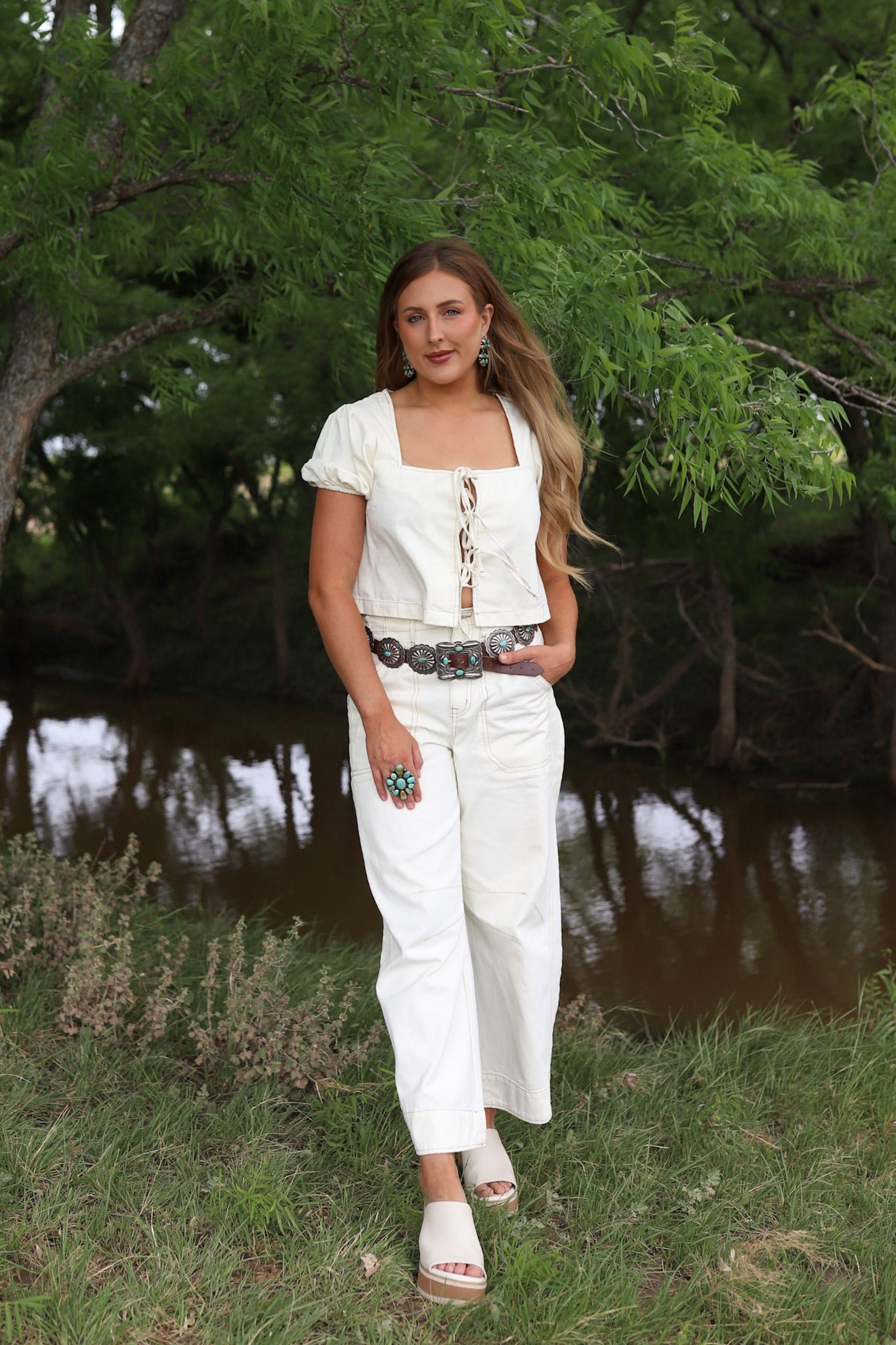 The Georgia Denim Pant Set-Extra Small