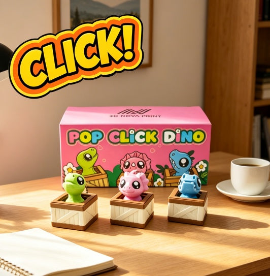 3PCS 3D Printed Dino Clicker With Crate Base Set