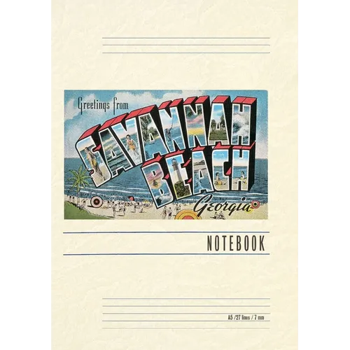Vintage Lined Notebook Greetings from Savannah Beach - Paperback