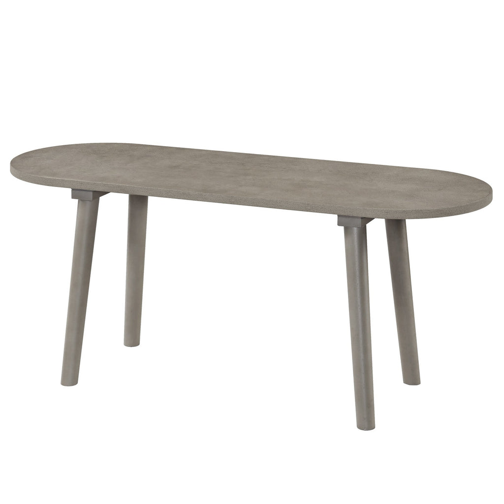 43 Inch Solid Wood Farmhouse Dining Bench Rustic Wooden Entryway Bench with Rubber Wood Legs-Gray