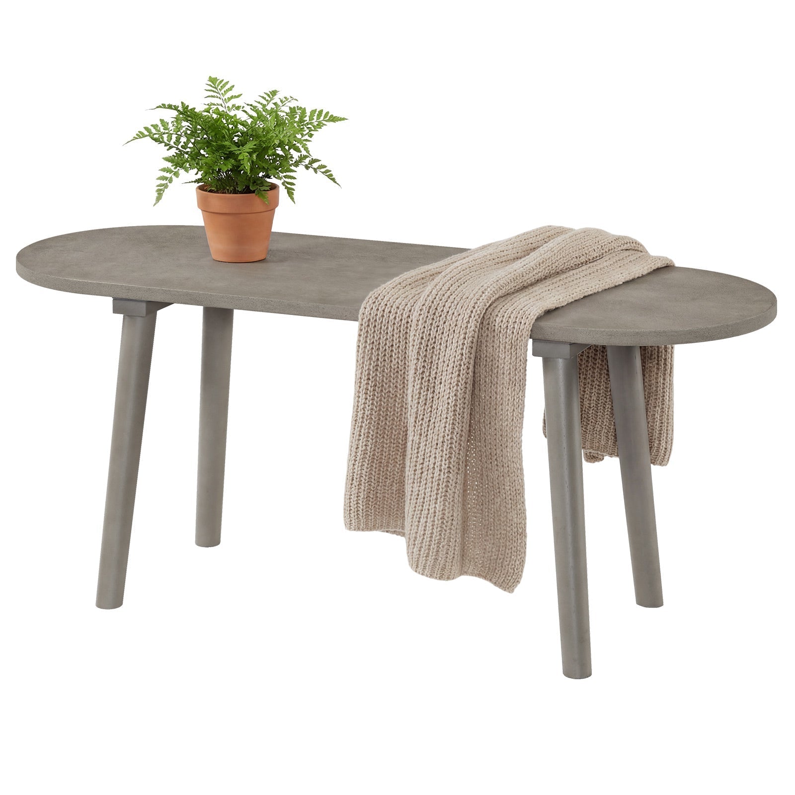 43 Inch Solid Wood Farmhouse Dining Bench Rustic Wooden Entryway Bench with Rubber Wood Legs-Gray