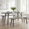 43 Inch Solid Wood Farmhouse Dining Bench Rustic Wooden Entryway Bench with Rubber Wood Legs-Gray