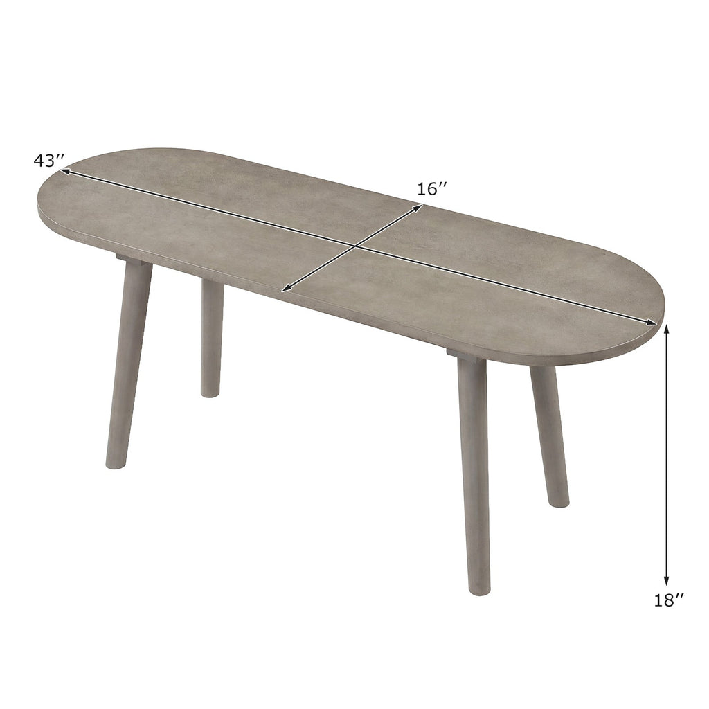 43 Inch Solid Wood Farmhouse Dining Bench Rustic Wooden Entryway Bench with Rubber Wood Legs-Gray
