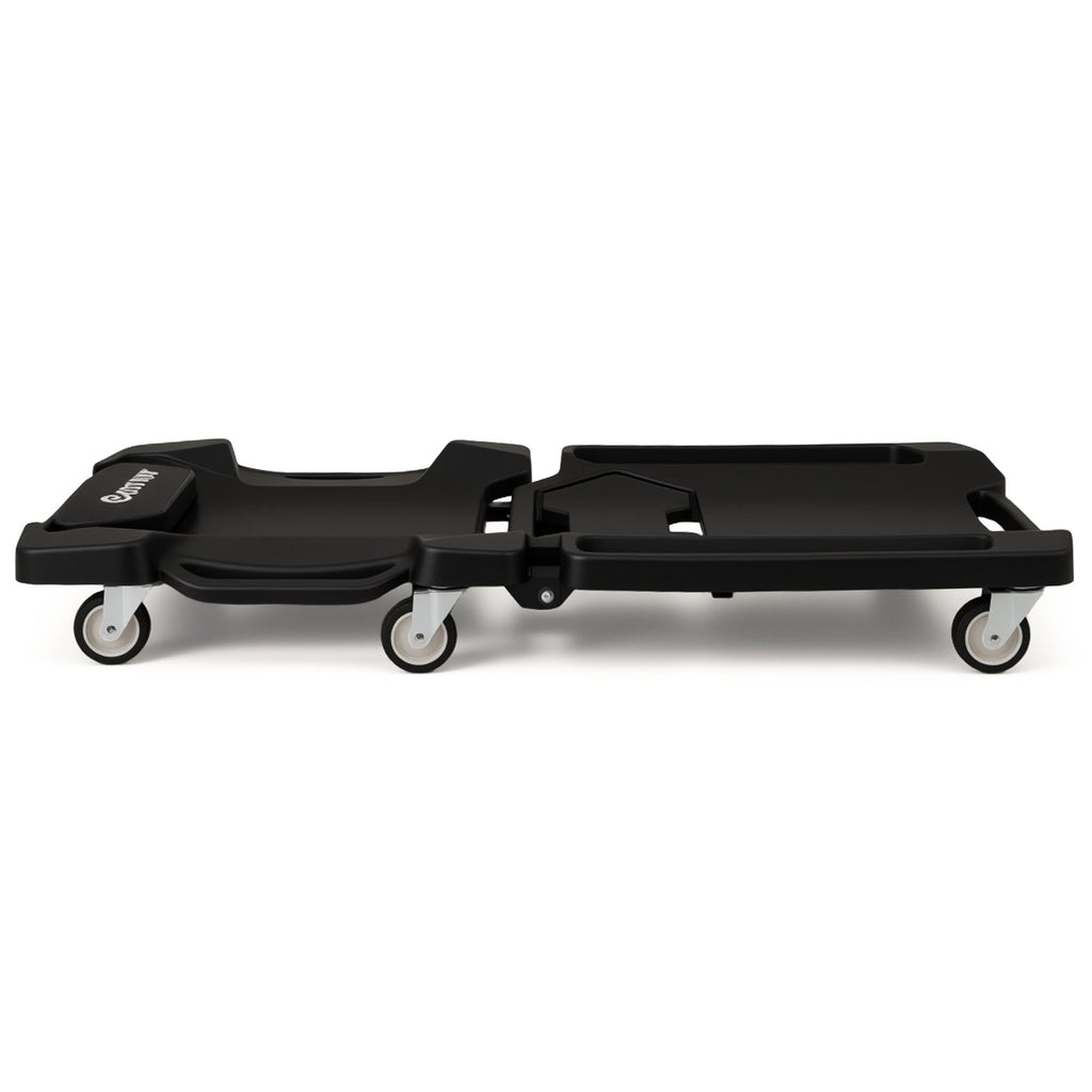 43 Inches Foldable Mechanic Creeper with Padded Headrest and Tool Trays-Black