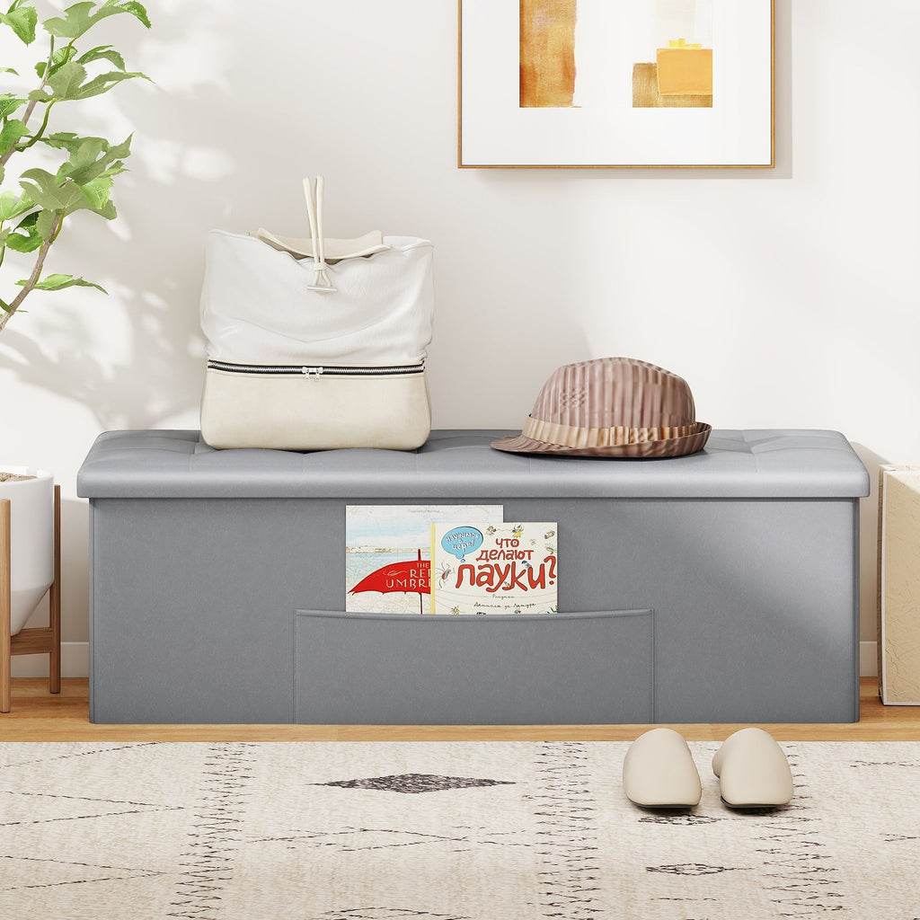 43 Inches Folding Storage Ottoman Bench Foot Rest Stool End of Bed Bench
