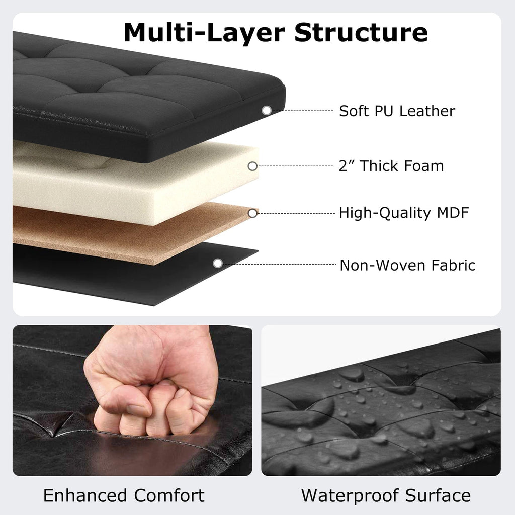 43 Inches Folding Storage Ottoman Bench Foot Rest Stool End of Bed Bench