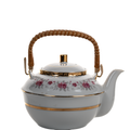 Japanese Nasco Fine China Rose Pattern Teapot with Rattan Handle