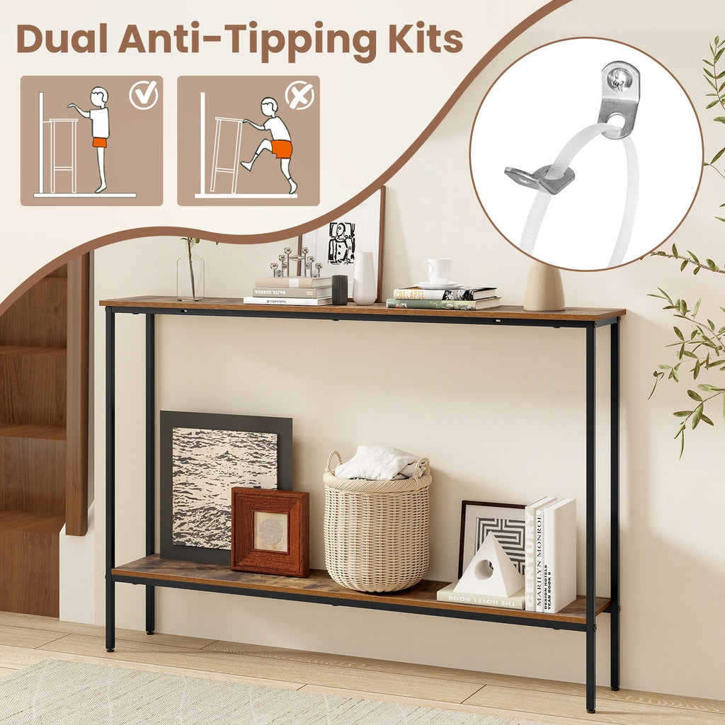 44 Inch Console Table with Shelf with Dual Anti-Tipping Kits
