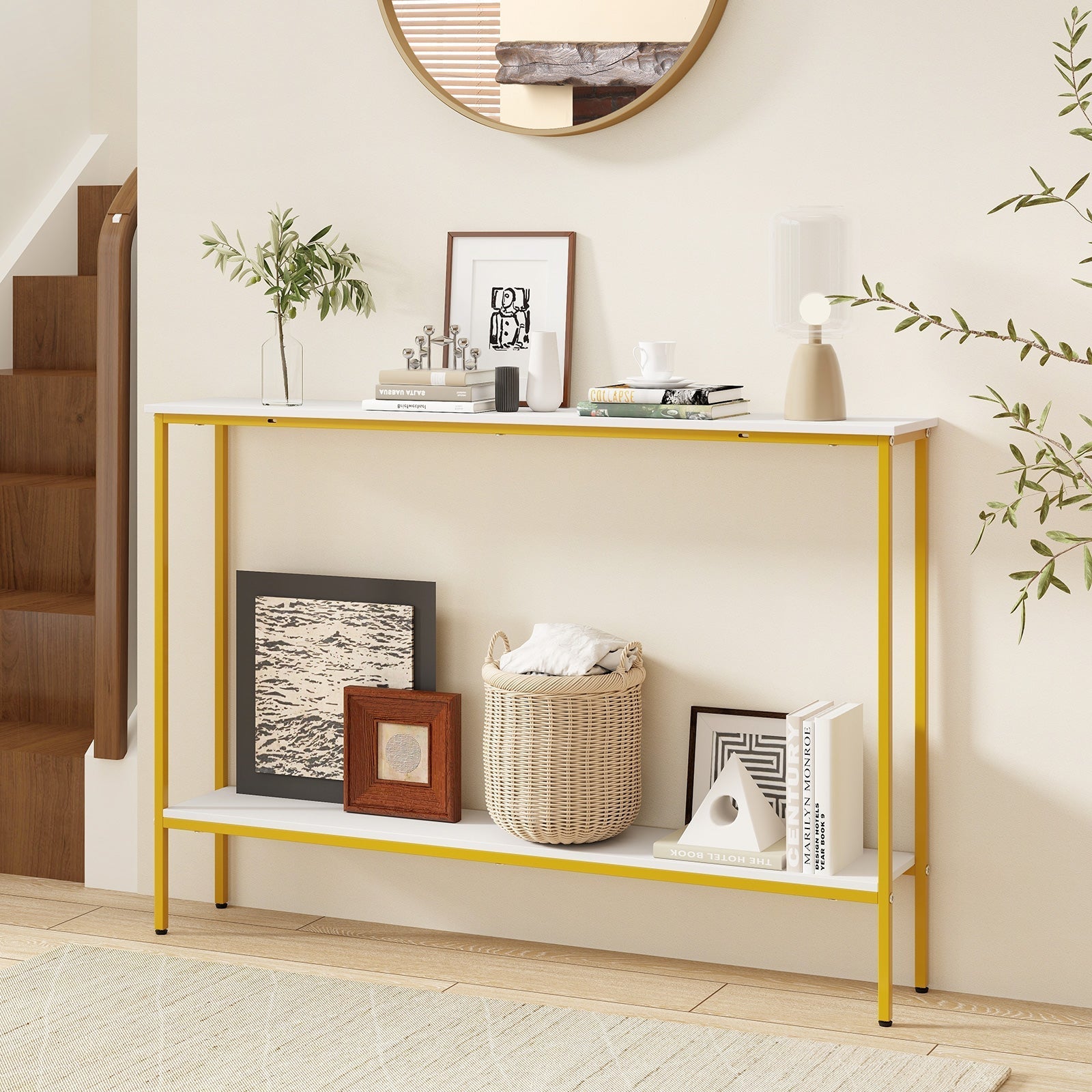 44 Inch Console Table with Shelf with Dual Anti-Tipping Kits