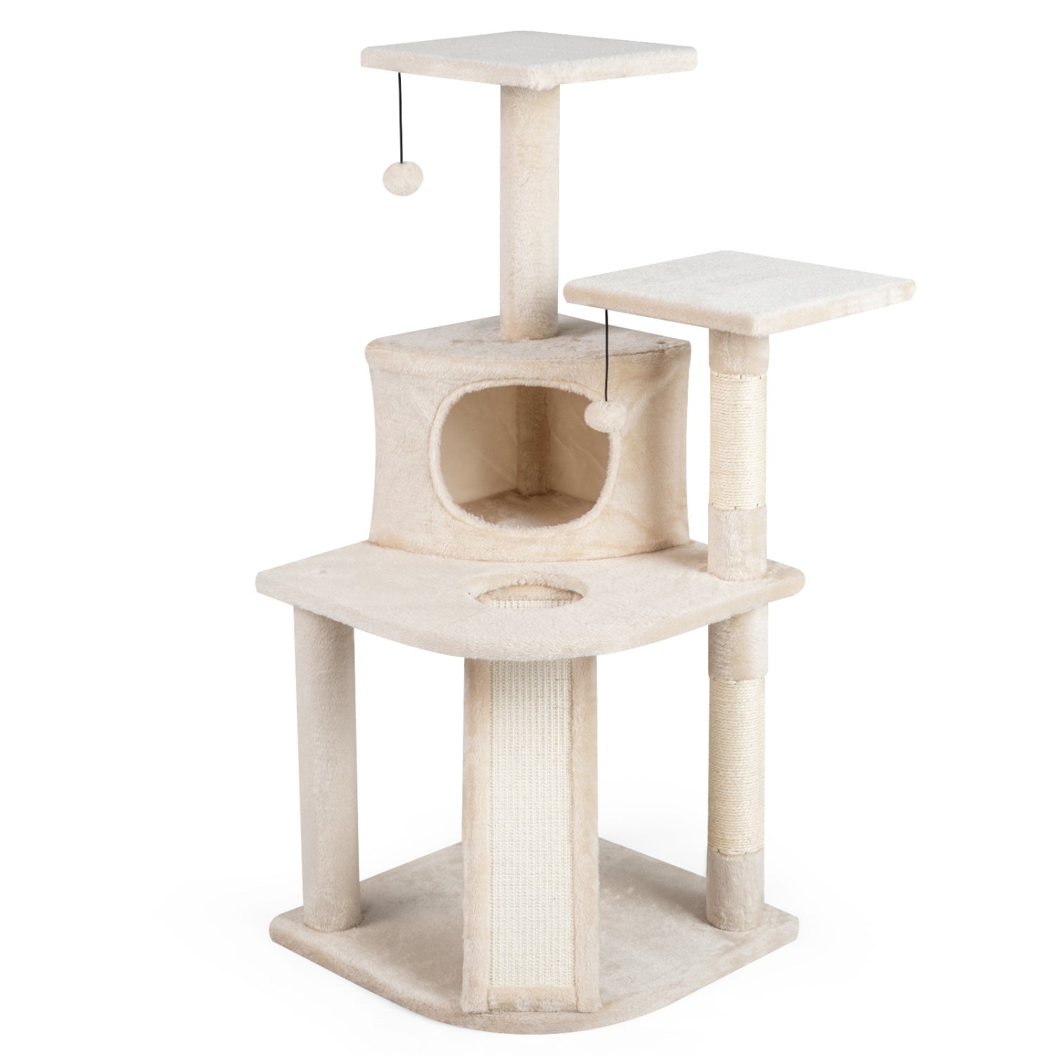 44 Inch Tall Kitten Tower with Condo and 2 Plush Perches