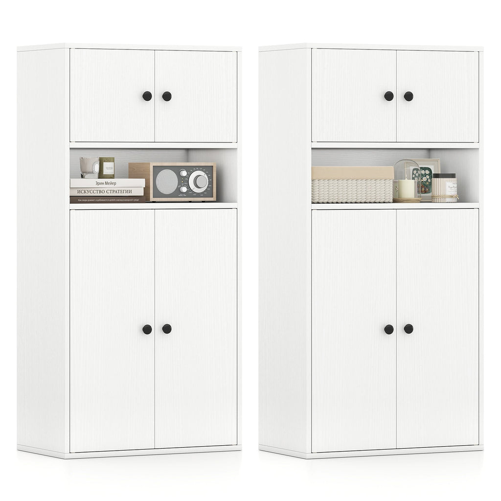 44 Inches Tall Bookshelf with Doors and Adjustable Shelf