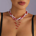 Twisted Bead Tassel Necklace