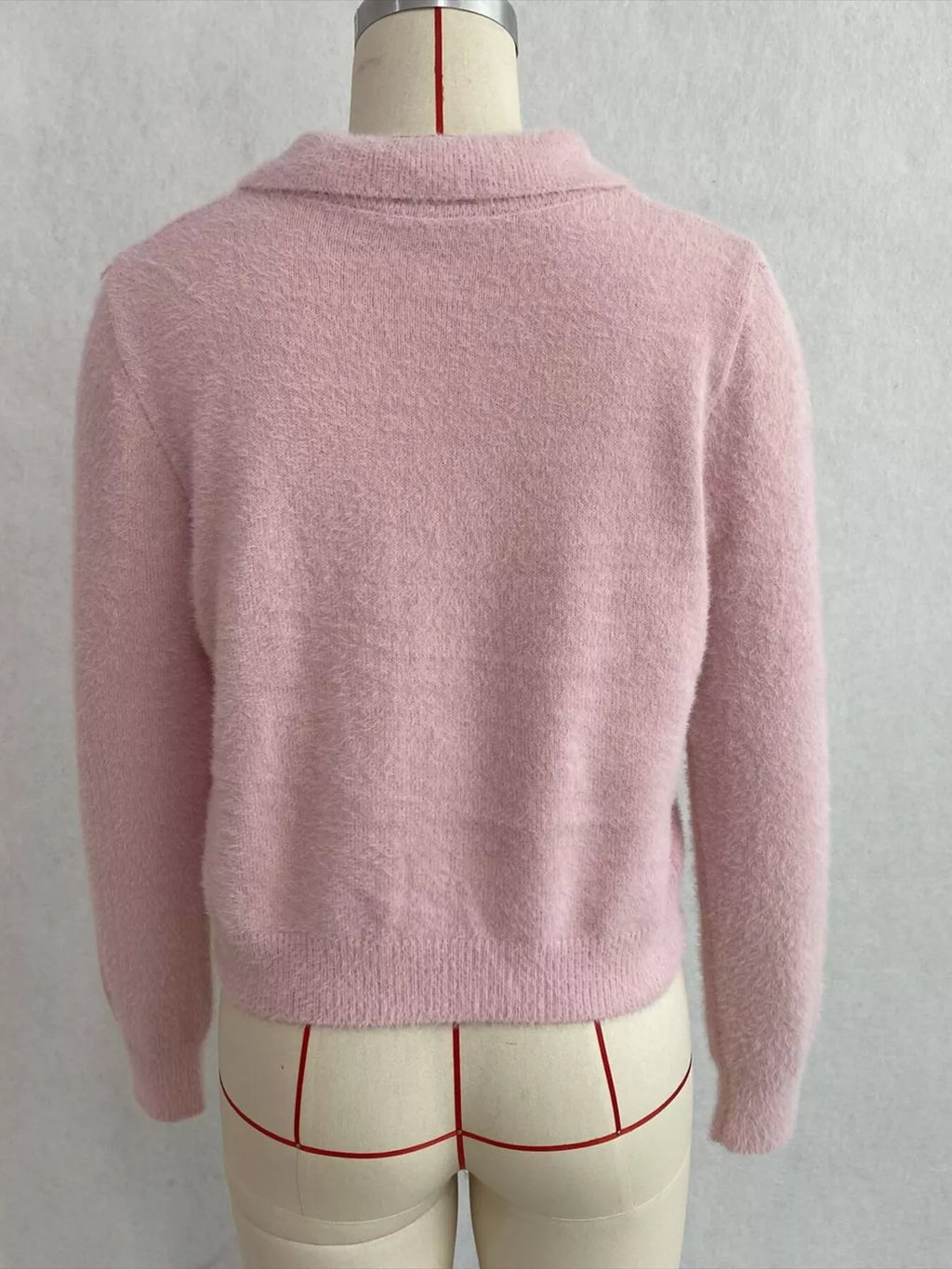 Fuzzy Letter Zip-Up Cardigan